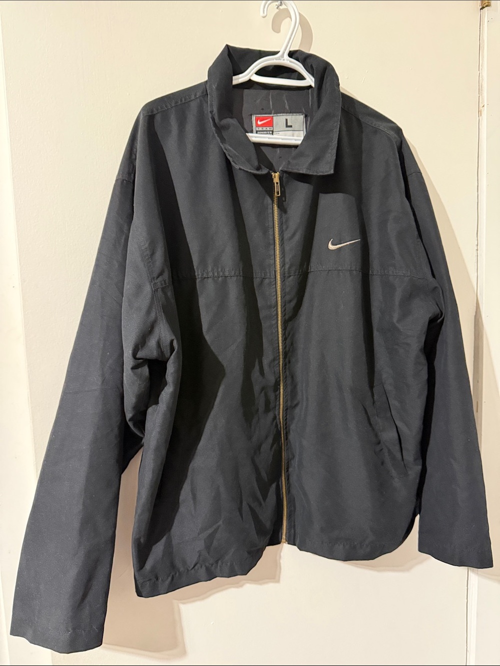 Nike Vintage Black Lightweight Full-Zip Shirt Jacket Embroided with Swoosh